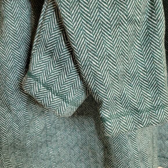 Lands End Cowl Funnel Neck Green Herringbone Fleece Pullover Tunic Sweater✨️L - Picture 8 of 13